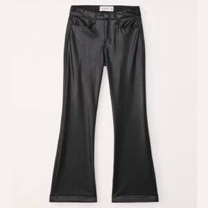 Abercrombie Kids Black High Rise Faux Leather Flare Pants Girls 5/6 Long